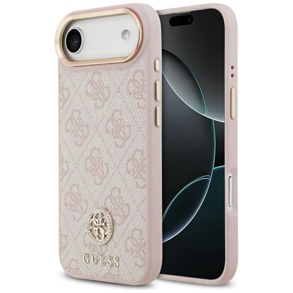 Husa pentru iPhone 17 Air - Guess Hardcase 4G Strass Logo MagSafe (GUHMP17MP4GRMDEP) - Pink
