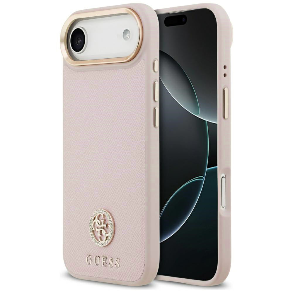 Guess - Grained Strass Logo MagSafe (GUHMP17MPGCRMDEP) - iPhone 17 Air - Pink