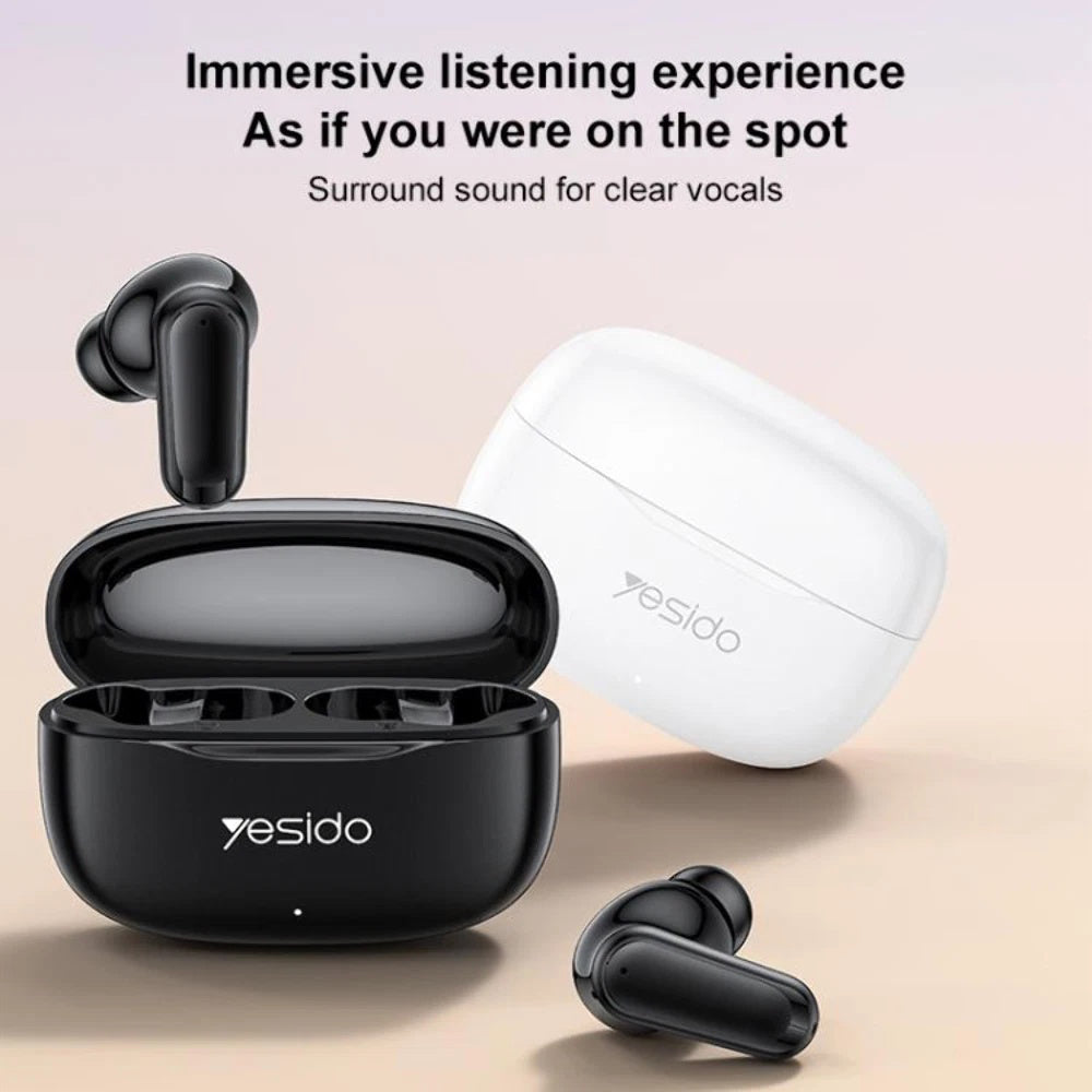 Yesido - Wireless Earbuds (TWS38) - Track System Stereo, Microphone, Bluetooth 5.4, In-ear Design, 250mAh - White