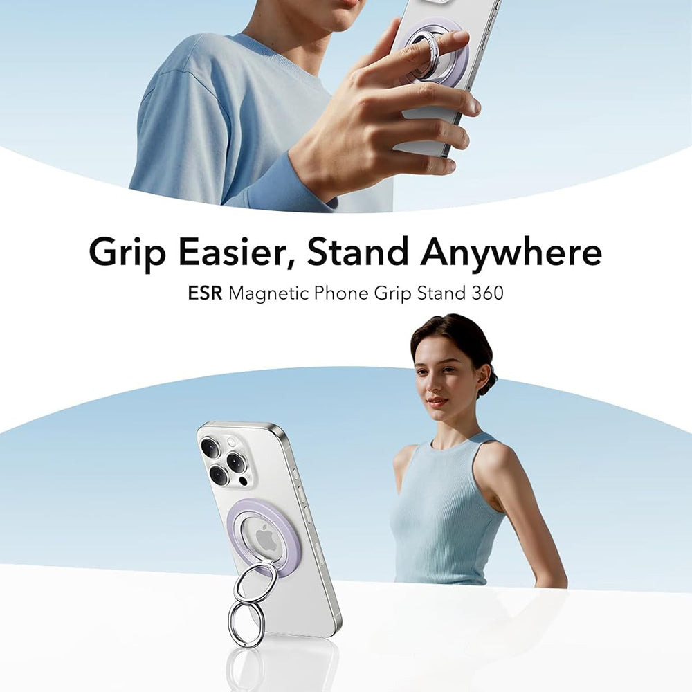 ESR - Phone Grip Stand (2K6180361) - Magnetic, 360°, 5.2mm Ultra-thin, with HaloLock Universal Ring - Lavender