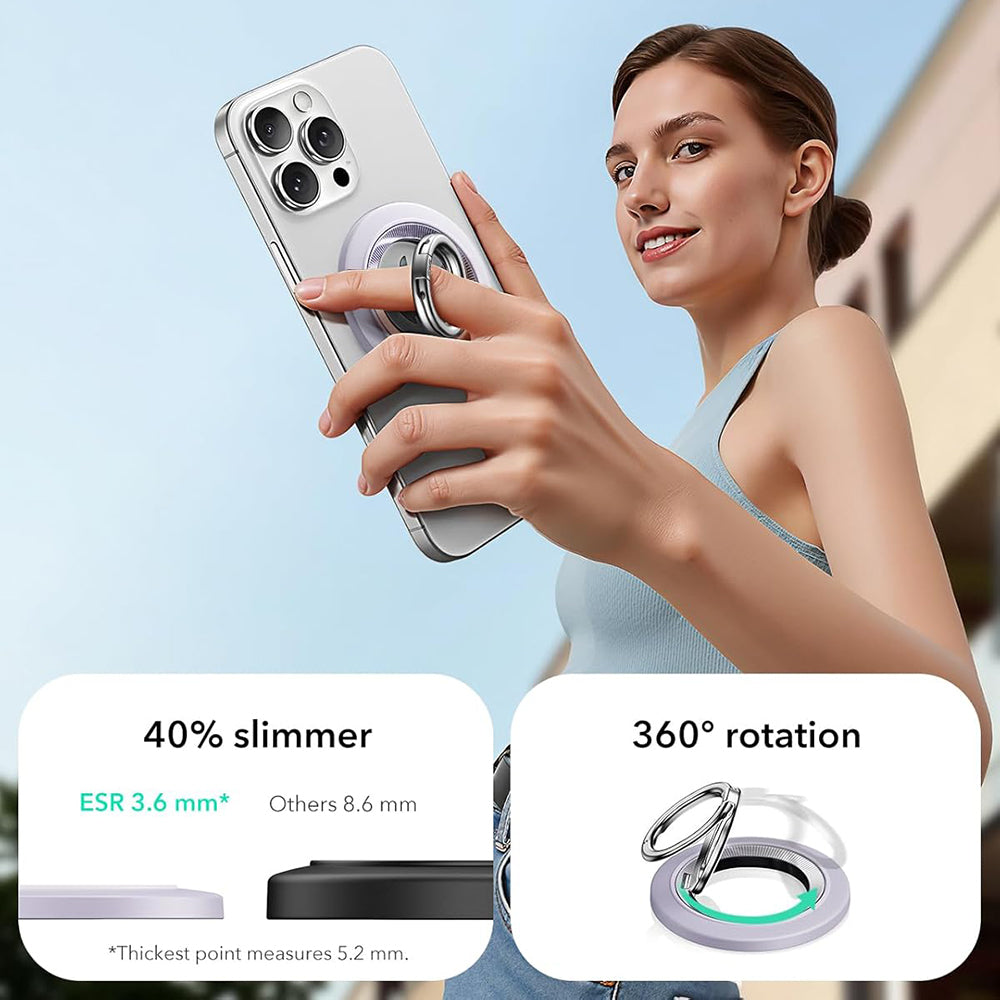 ESR - Phone Grip Stand (2K6180361) - Magnetic, 360°, 5.2mm Ultra-thin, with HaloLock Universal Ring - Lavender