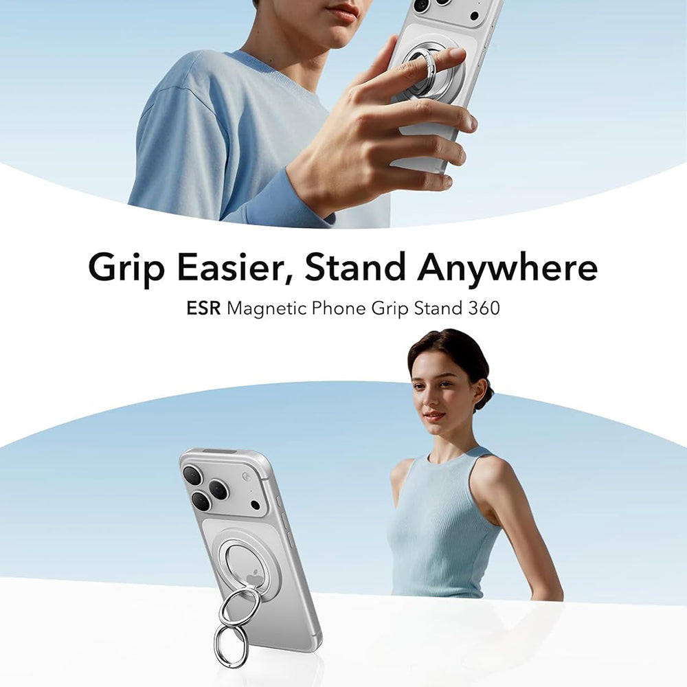 ESR - Phone Grip Stand (2K6180261) - Magnetic, 360°, 5.2mm Ultra-thin, with HaloLock Universal Ring - White