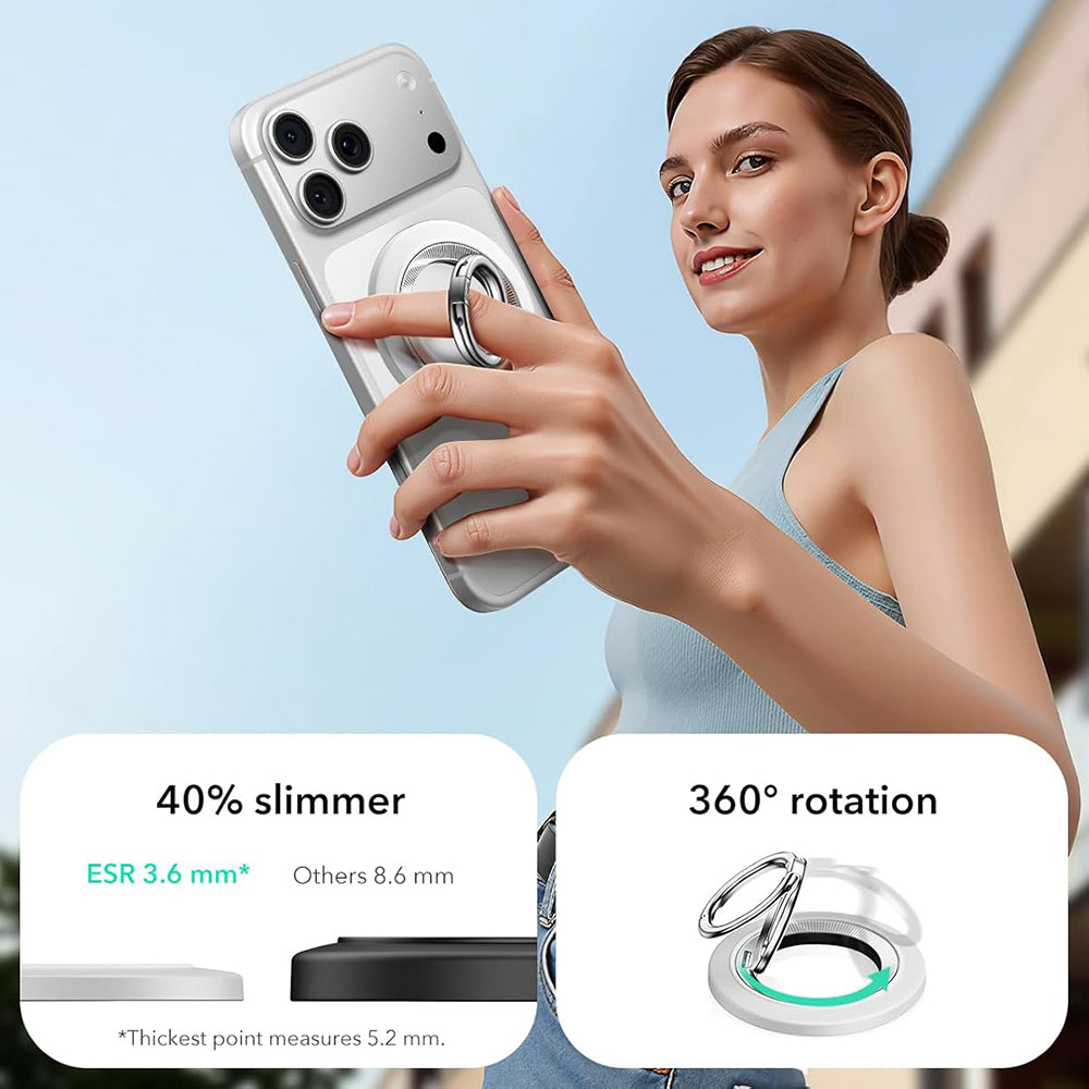 ESR - Phone Grip Stand (2K6180261) - Magnetic, 360°, 5.2mm Ultra-thin, with HaloLock Universal Ring - White
