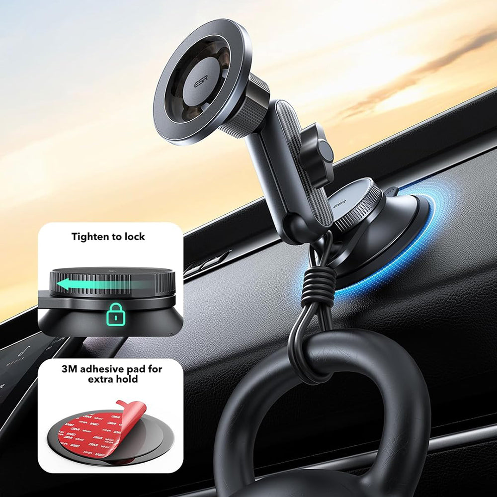 ESR - Car Holder OmniLock (2B5240162) - for Dashboard, 360°, Magnetic, Flexible Ball-joint Arm, Aluminum - Black/Carbon 