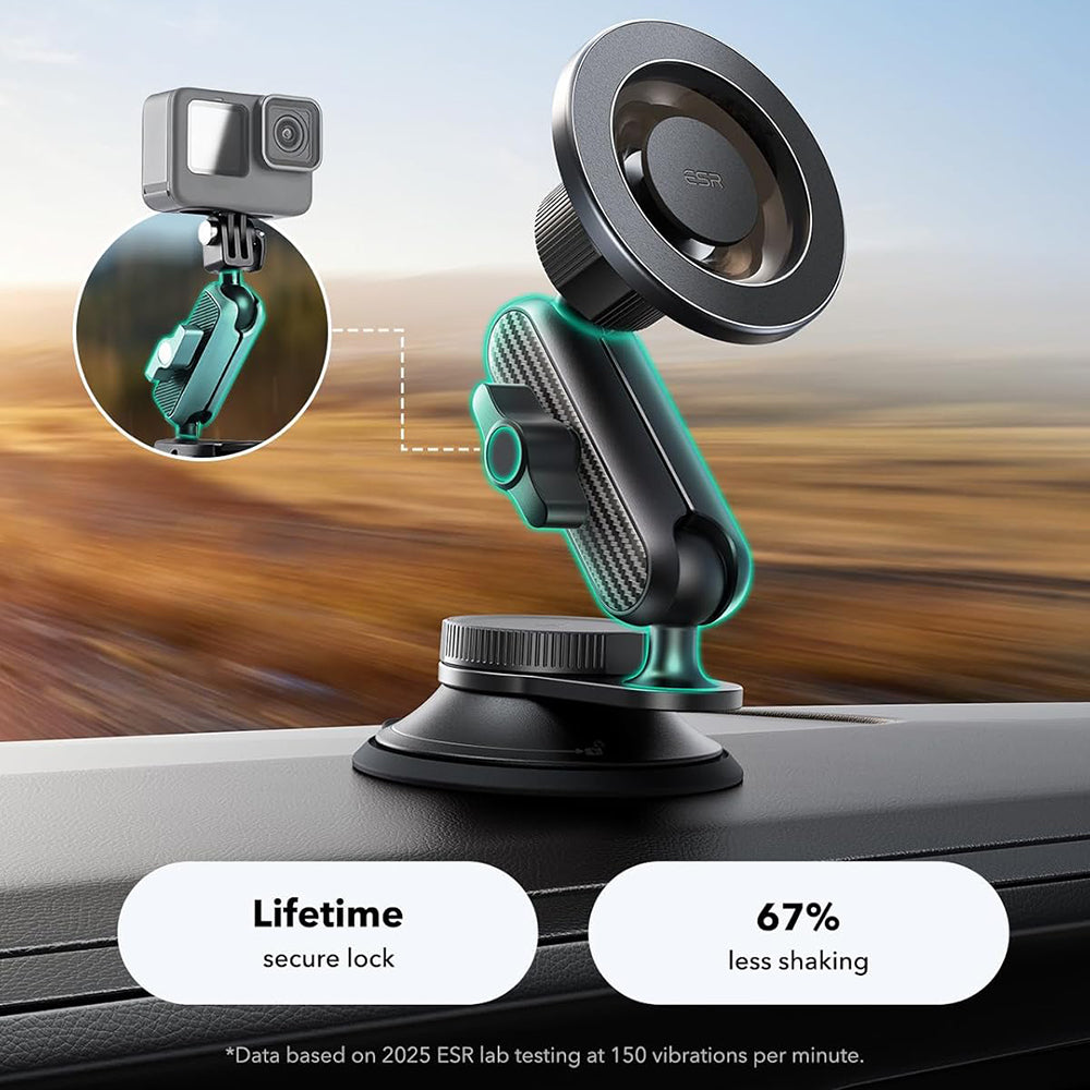 ESR - Car Holder OmniLock (2B5240162) - for Dashboard, 360°, Magnetic, Flexible Ball-joint Arm, Aluminum - Black/Carbon 
