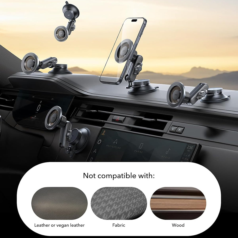 ESR - Car Holder OmniLock (2B5240162) - for Dashboard, 360°, Magnetic, Flexible Ball-joint Arm, Aluminum - Black/Carbon 