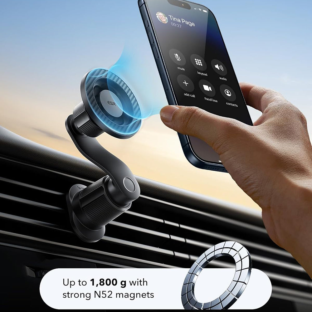 ESR - Car Holder OmniLock (2B52301) - for Air Vent, 360°, Magnetic, Shock-absorbing Pad, Pro-level Arm - Black/Carbon Fi