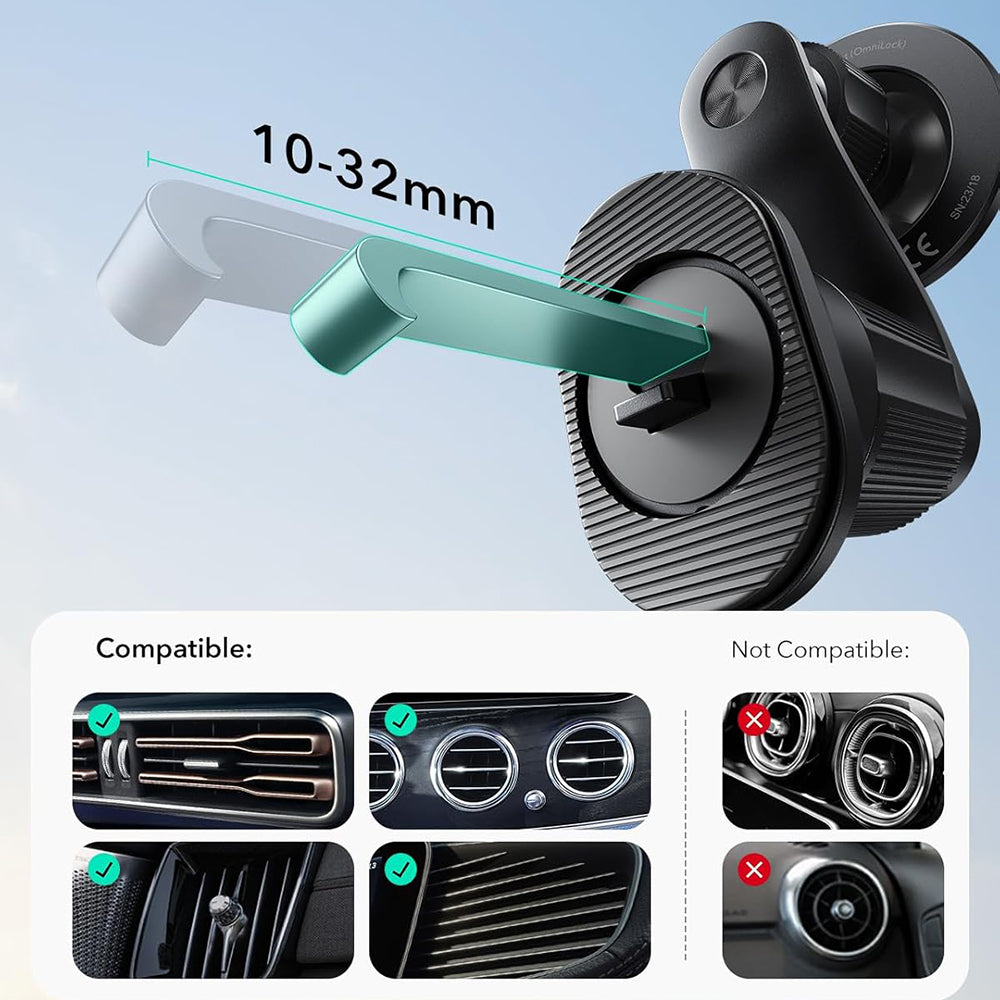 ESR - Car Holder OmniLock (2B52301) - for Air Vent, 360°, Magnetic, Shock-absorbing Pad, Pro-level Arm - Black/Carbon Fi