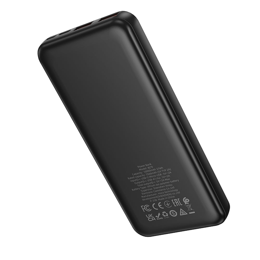 Borofone - Power Bank Clever Series (BJ78) - 2x USB, USB-C, Micro-USB, LED Indicator, Fast Charge, 10000mAh - Black