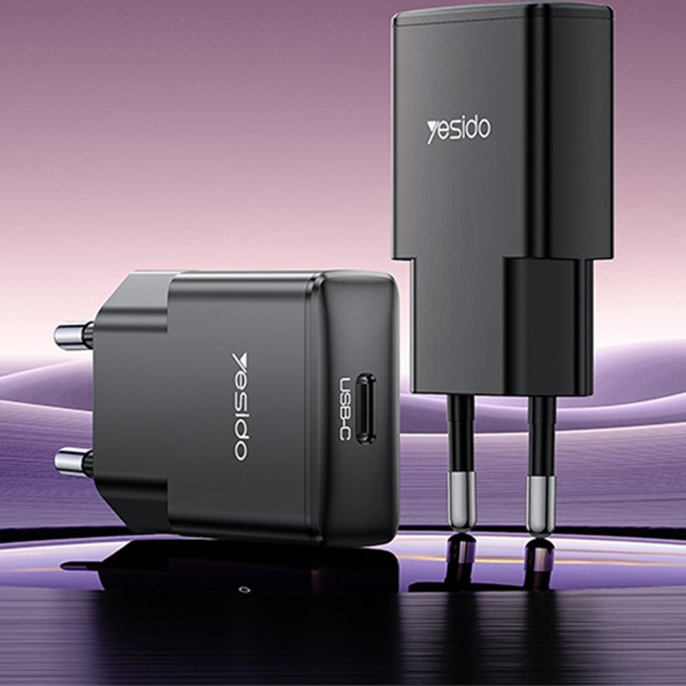 Yesido - Wall Charger (YC74) - GaN, Fast Charge, Ultra-Slim, Smart Chip, Type-C, PD30W, 5V/3A - Black