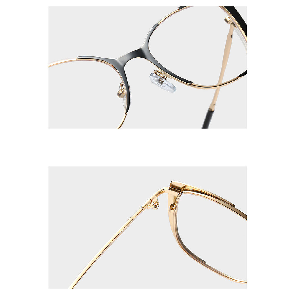 Techsuit - Anti-Blue Light Glasses Reflex PC (8808) - for Women, Oversized, Metal Frame, AC Lens - Black