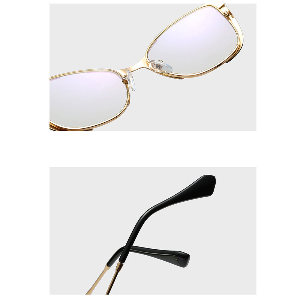 Techsuit - Anti-Blue Light Glasses Reflex PC (8808) - for Women, Oversized, Metal Frame, AC Lens - Black