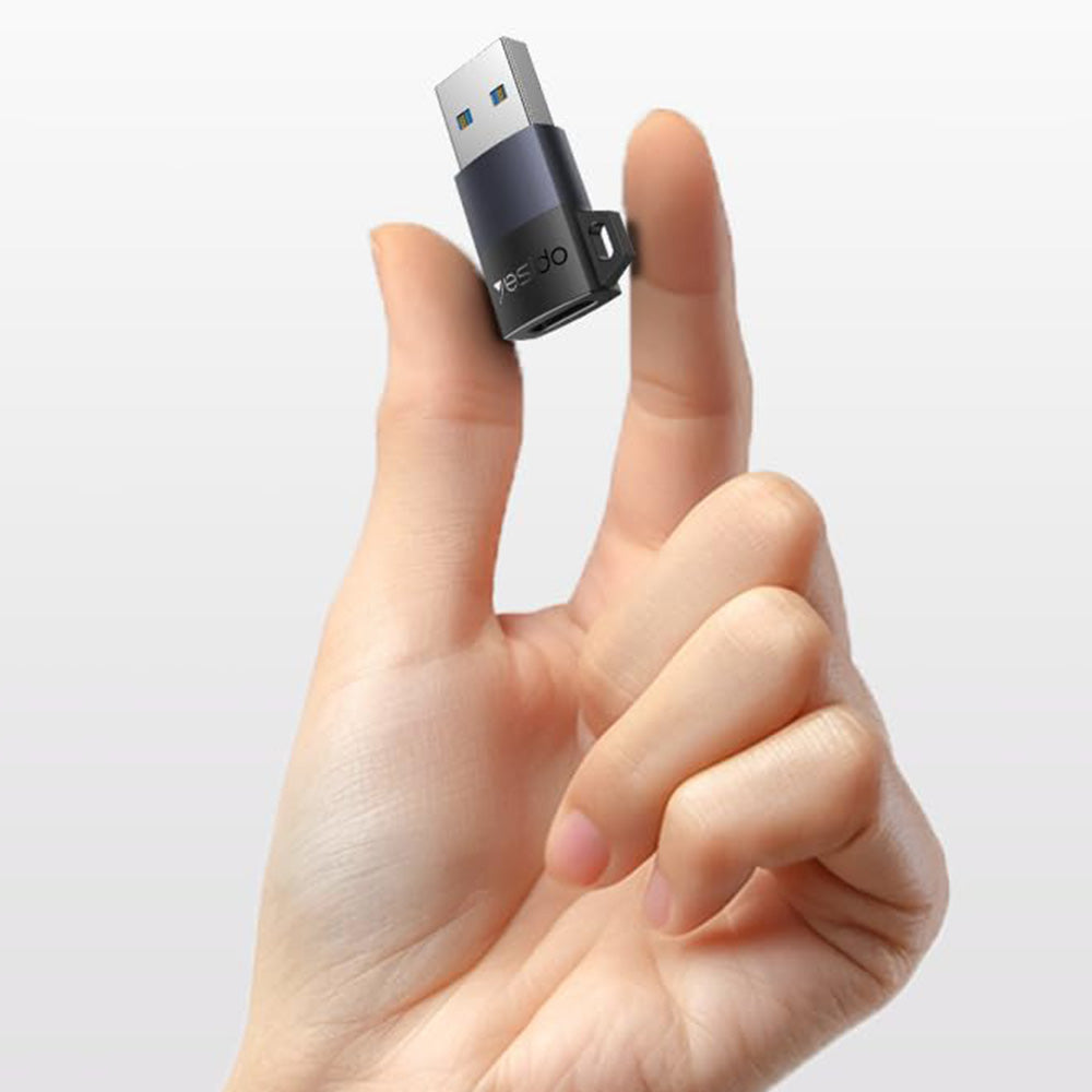 Yesido - OTG Adapter (GS34) - USB3.0 Male to Type-C Female, 18W, Aluminum Alloy - Grey