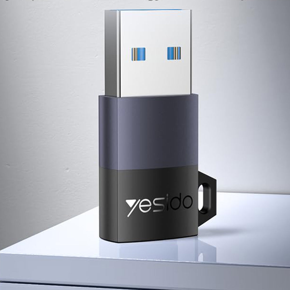 Yesido - OTG Adapter (GS34) - USB3.0 Male to Type-C Female, 18W, Aluminum Alloy - Grey