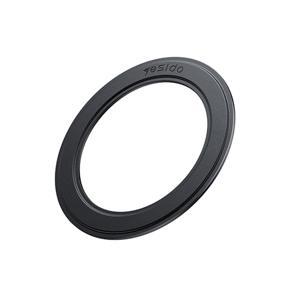 Yesido - Metal Plate (C208) - Round Shape, MagSafe, Leather Pattern, Universal - Black