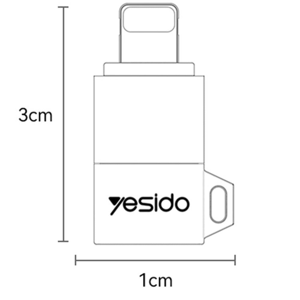 Yesido - OTG Adapter (GS27) - Type-C to Lightning, 480Mpb/s, Aluminum Alloy, 27W - Grey