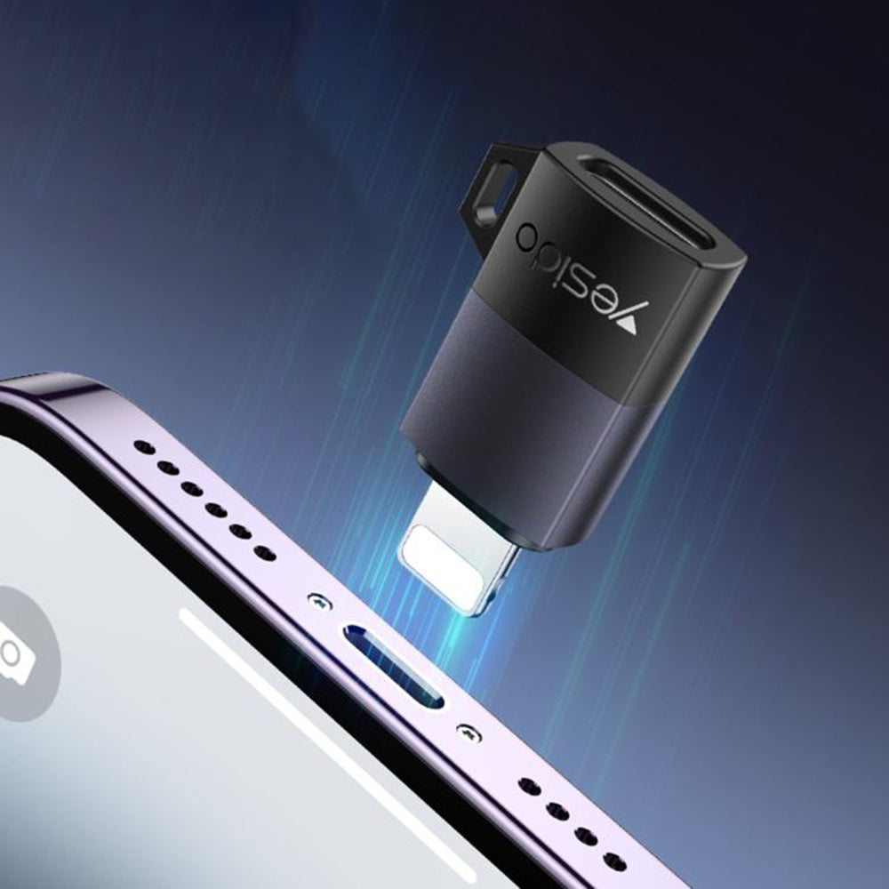 Yesido - OTG Adapter (GS27) - Type-C to Lightning, 480Mpb/s, Aluminum Alloy, 27W - Grey