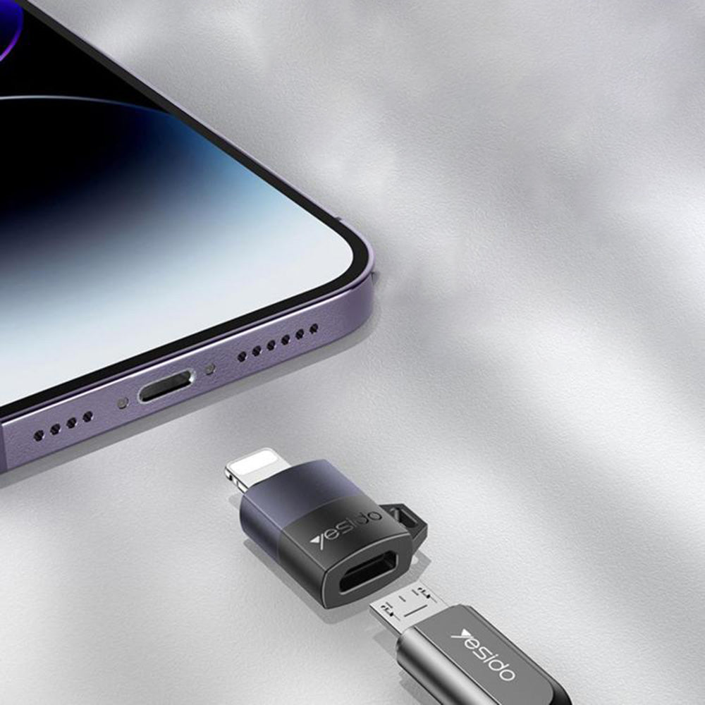 Yesido - OTG Adapter (GS30) - Micro-USB to Lightning, 480Mpb/s, Aluminum Alloy, 12W - Grey