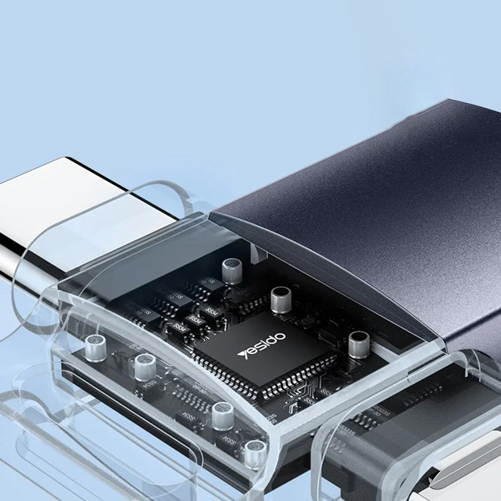 Yesido - OTG Adapter (GS35) - USB 3.0 to Lightning, Type-C, Aluminum Alloy, Mini Design - Grey