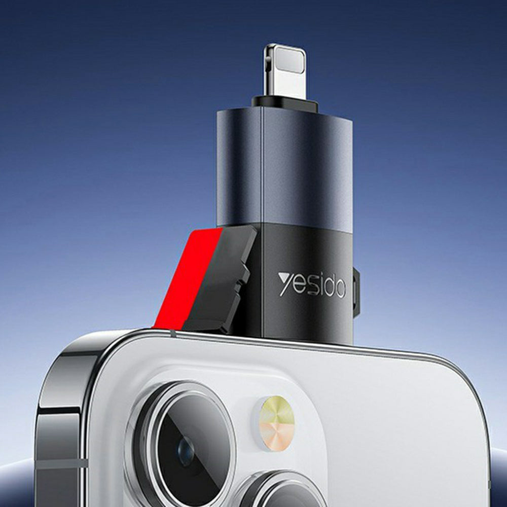 Yesido - Adapter (GS38) - Lightning to TF Card, for iPhone, iPad, 480Mbps, 4K, LED indicator - Gray