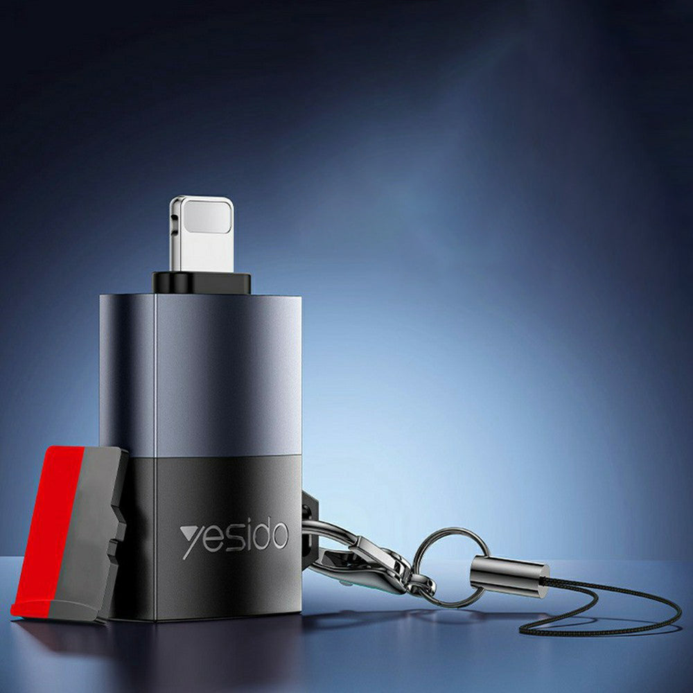 Yesido - Adapter (GS38) - Lightning to TF Card, for iPhone, iPad, 480Mbps, 4K, LED indicator - Gray