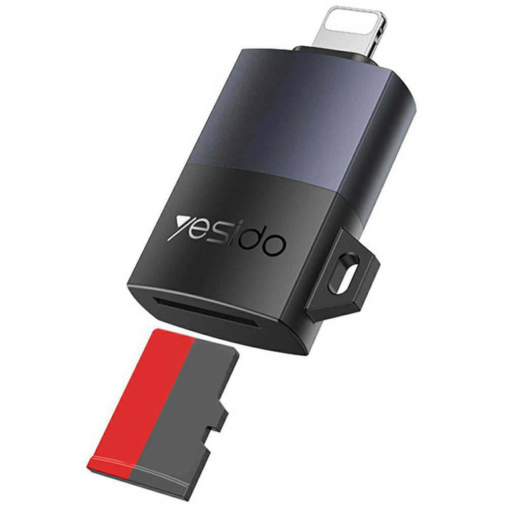 Yesido - Adapter (GS38) - Lightning to TF Card, for iPhone, iPad, 480Mbps, 4K, LED indicator - Gray