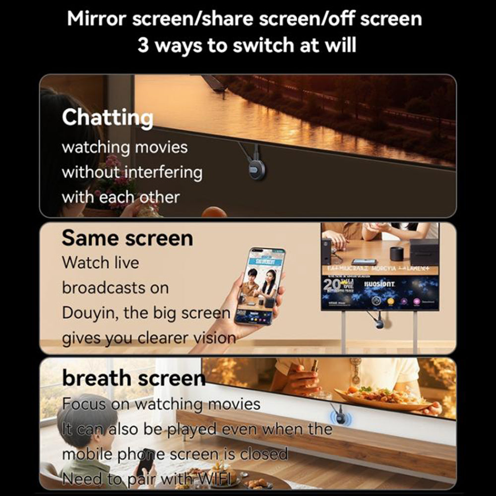 Yesido - Screen Mirroring Dongle (TV15) - Dual WiFi 2.4GHz/5GHz, HDTV, 1080P, 5V/1A - Gray