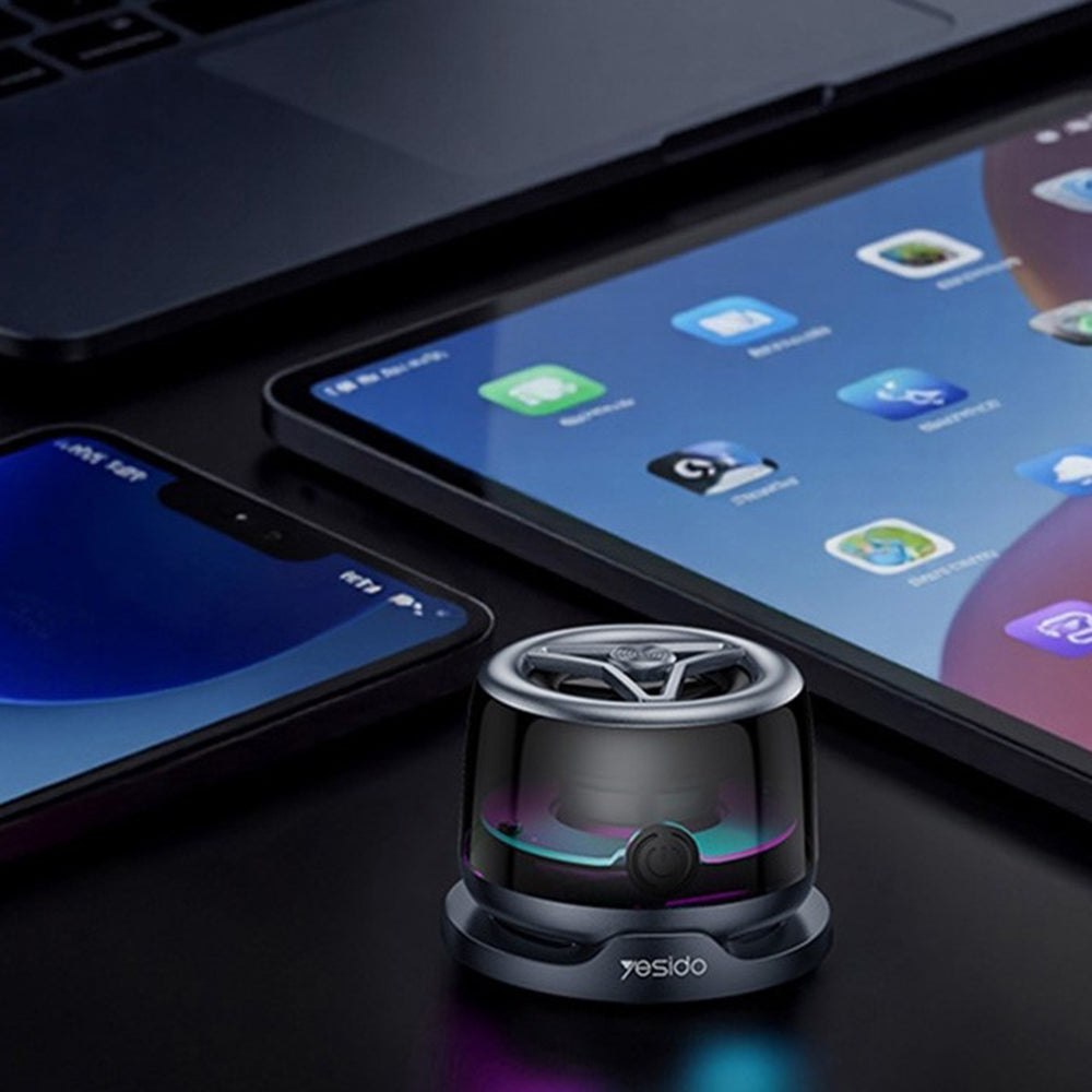 Yesido - Mini Magnetic Wireless Speaker (YSW32) - RGB Lighting Effect, 400mAh, 3W, Bluetooth 5.3 - Black