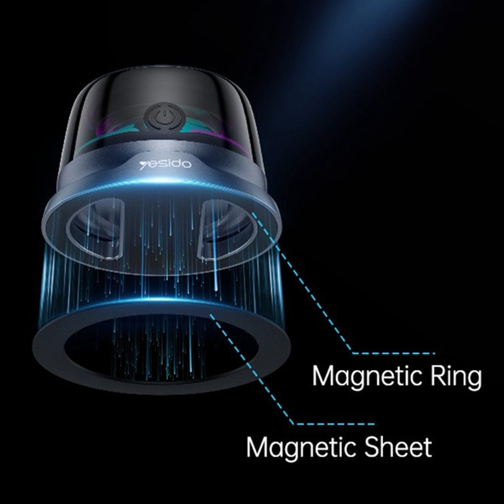 Yesido - Mini Magnetic Wireless Speaker (YSW32) - RGB Lighting Effect, 400mAh, 3W, Bluetooth 5.3 - Black