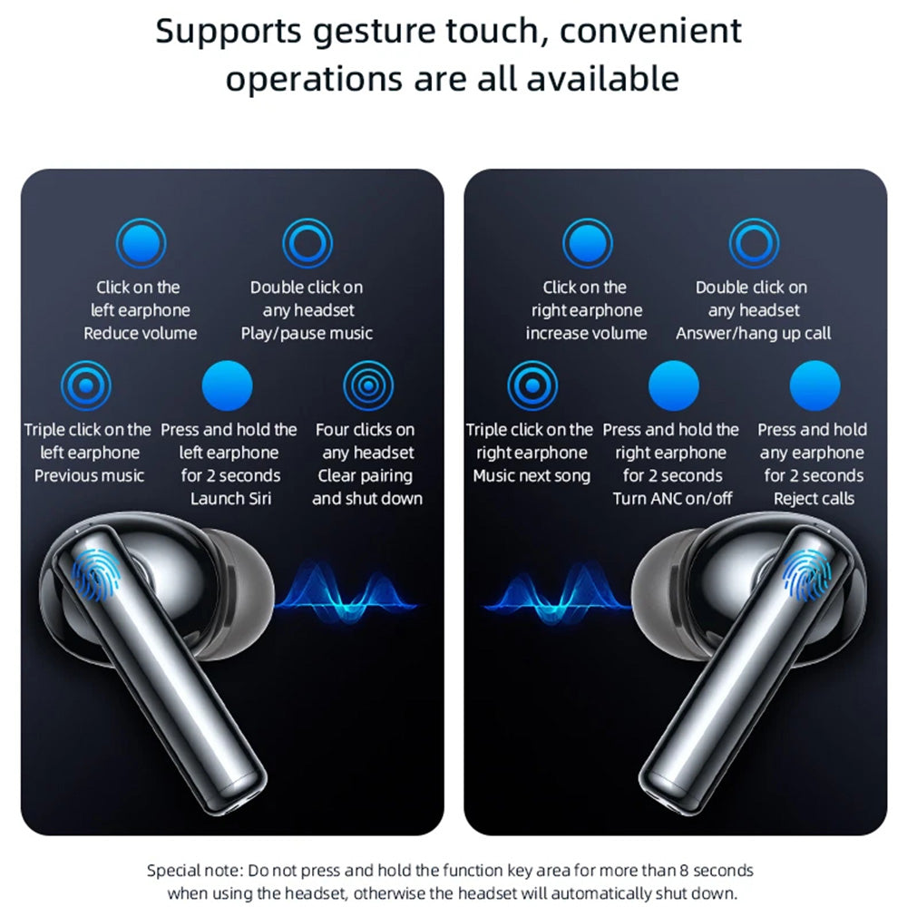 Yesido - Wireless Earbuds (TWS23) - with Noice Cancelling, Touch Control, Bluetooth V5.3, In-ear Design, 300mAh - Black