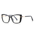 Techsuit - Anti-Blue Light Glasses Reflex PC (2273) - for Women, Oversized, TR90&Metal Frame, AC Lens - Black