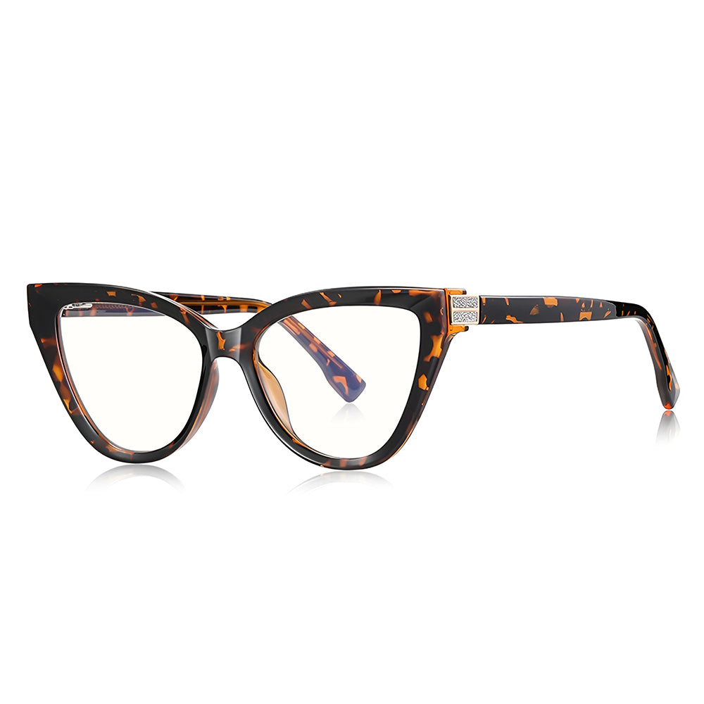 Techsuit - Anti-Blue Light Glasses Reflex PC (2279) - for Women, Cat Eye, TR90&Metal Frame, AC Lens - Leopard