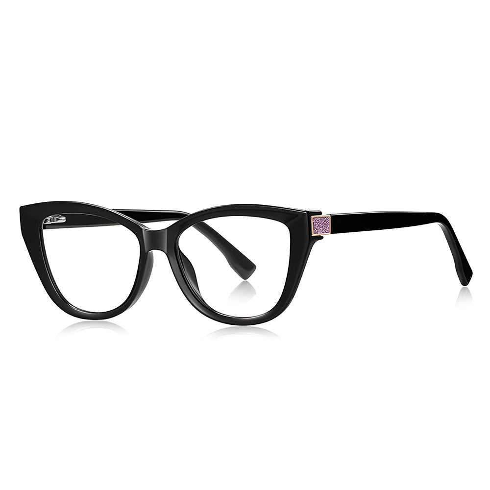 Techsuit - Anti-Blue Light Glasses Reflex PC (2276) - for Women, Cat Eye, TR90&PC Frame, AC Lens - Black
