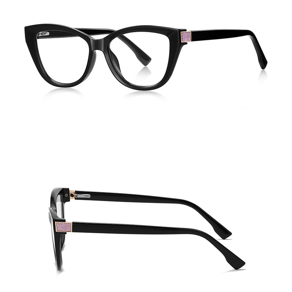 Techsuit - Anti-Blue Light Glasses Reflex PC (2276) - for Women, Cat Eye, TR90&PC Frame, AC Lens - Black