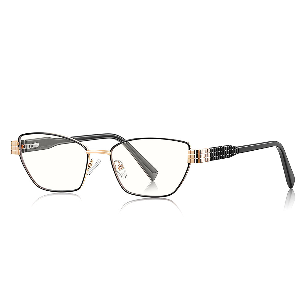 Techsuit - Anti-Blue Light Glasses Reflex PC (3162) - for Women, Rectangle, Metal Frame, AC Lens - Black