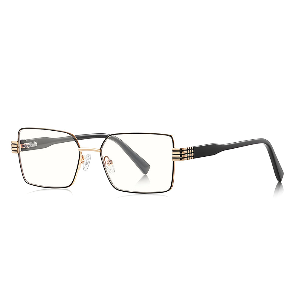 Techsuit - Anti-Blue Light Glasses Reflex PC (3160) - for Women, Rectangle, Metal Frame, AC Lens - Black