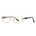 Techsuit - Anti-Blue Light Glasses Reflex PC (3163) - for Women, Rectangle, Metal Frame, AC Lens - Gold/Black