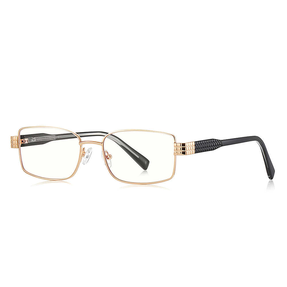 Techsuit - Anti-Blue Light Glasses Reflex PC (3163) - for Women, Rectangle, Metal Frame, AC Lens - Gold/Black