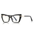 Techsuit - Anti-Blue Light Glasses Reflex PC (2263) - for Women, Rectangle, TR90&Metal Frame, AC Lens - Black