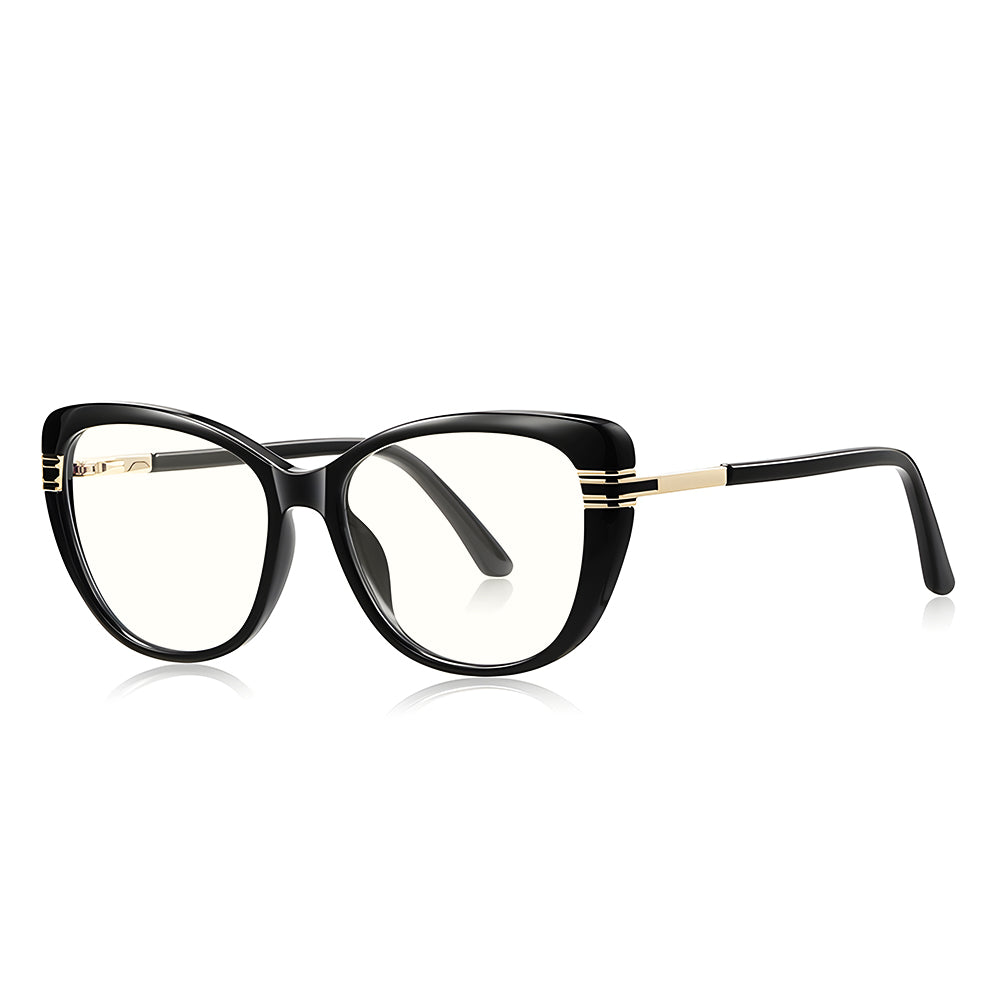 Techsuit - Anti-Blue Light Glasses Reflex PC (2274) - for Women, Oversized, TR90&Metal Frame, AC Lens - Black