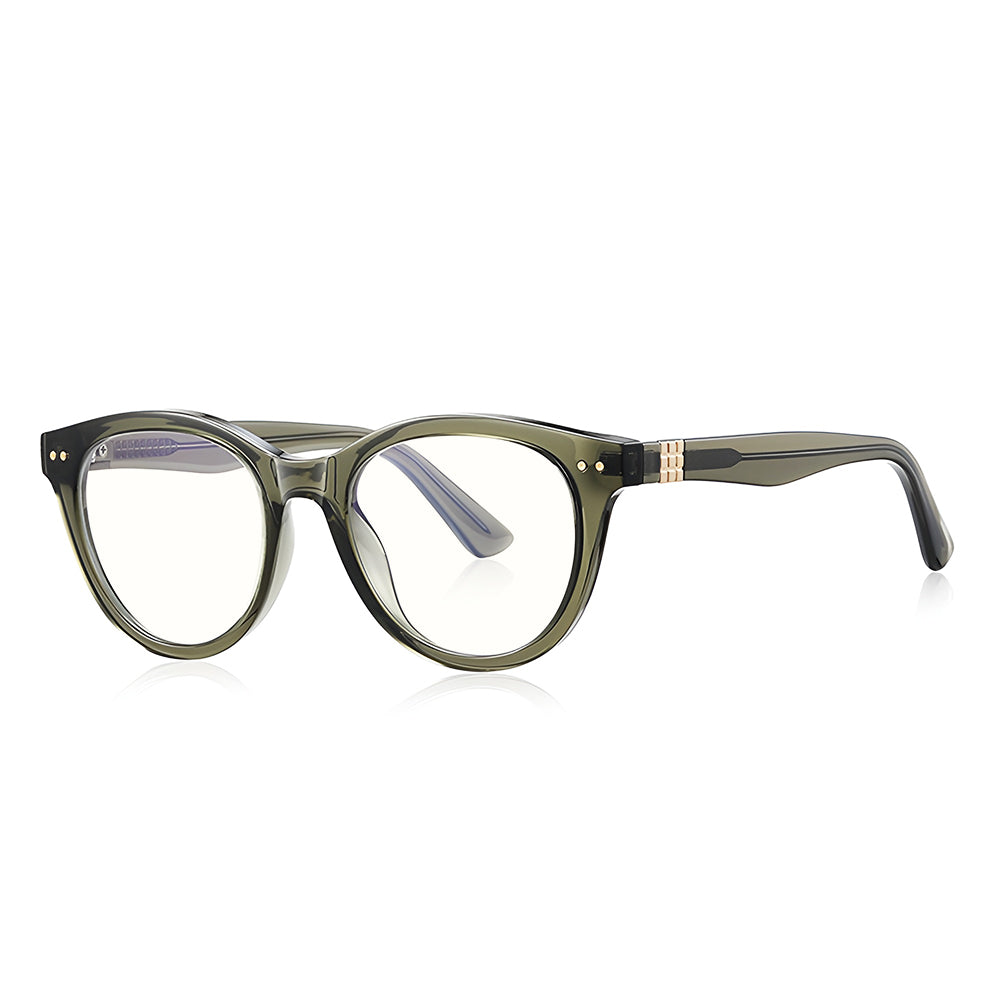 Techsuit - Anti-Blue Light Glasses Reflex PC (2231) - Round, TR90&Metal Frame, AC Lens - Transparent/Green