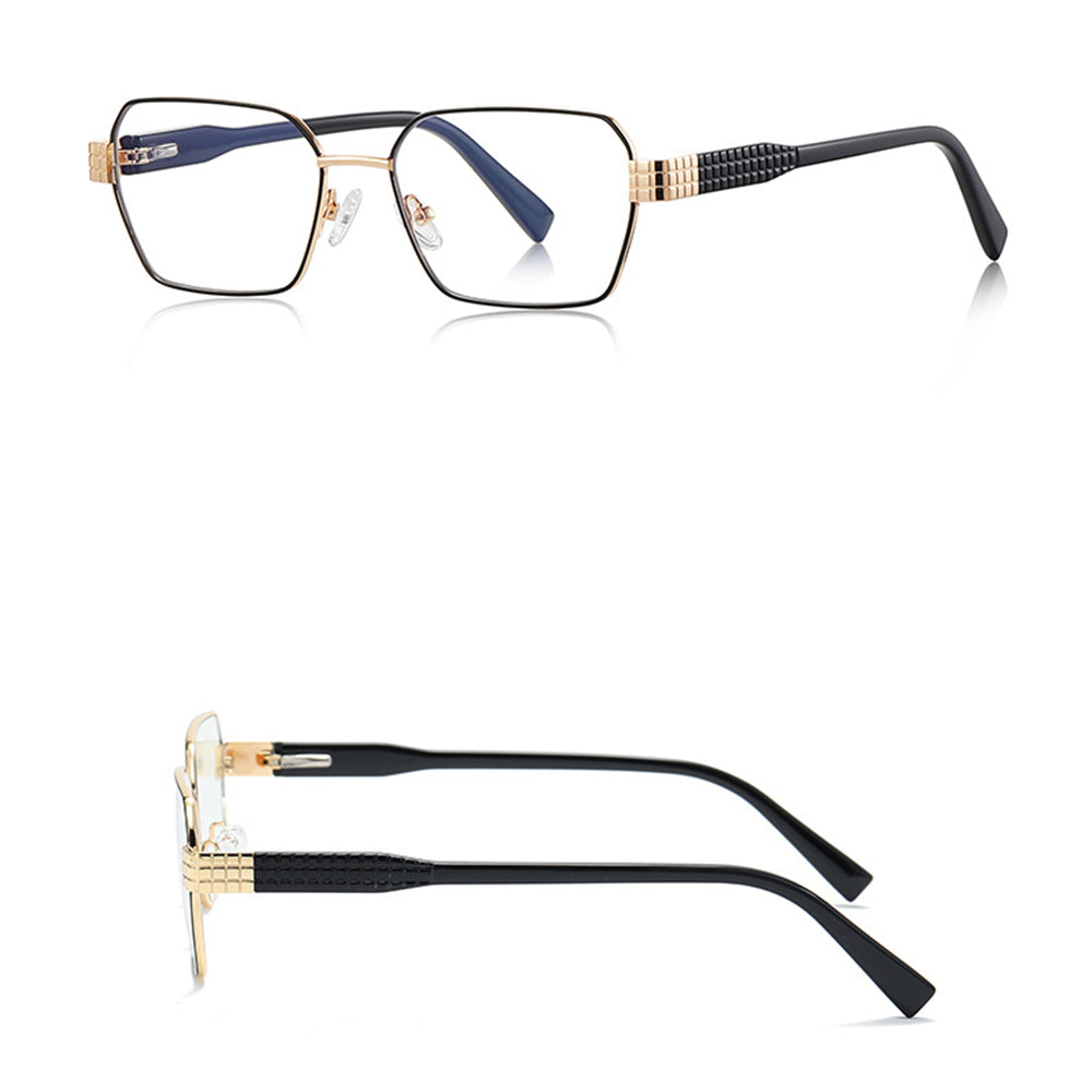 Techsuit - Anti-Blue Light Glasses Reflex PC (3161) - for Women, Rectangle, Metal Frame, AC Lens - Black