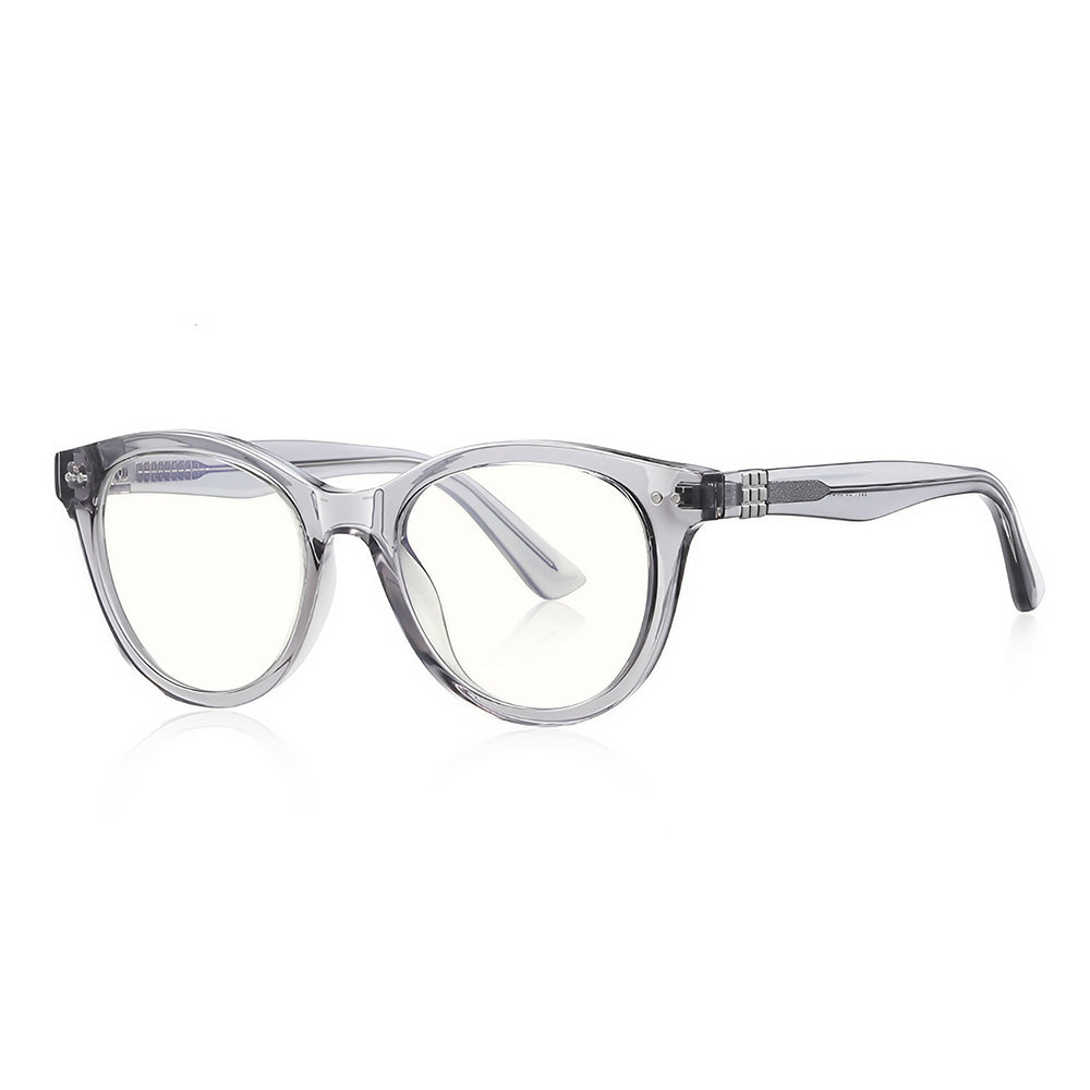 Techsuit - Anti-Blue Light Glasses Reflex PC (2231) - Round, TR90&Metal Frame, AC Lens - Transparent/Gray