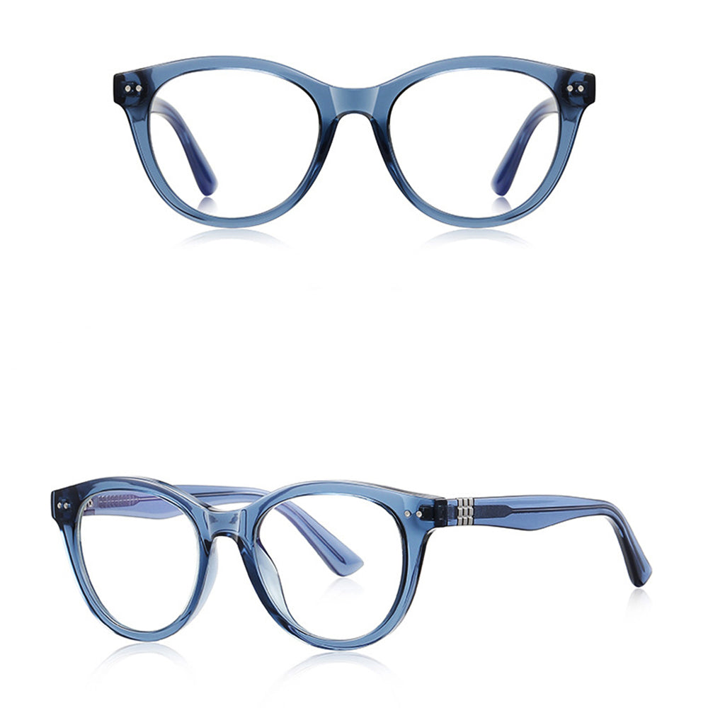 Techsuit - Anti-Blue Light Glasses Reflex PC (2231) - Round, TR90&Metal Frame, AC Lens - Transparent/Blue