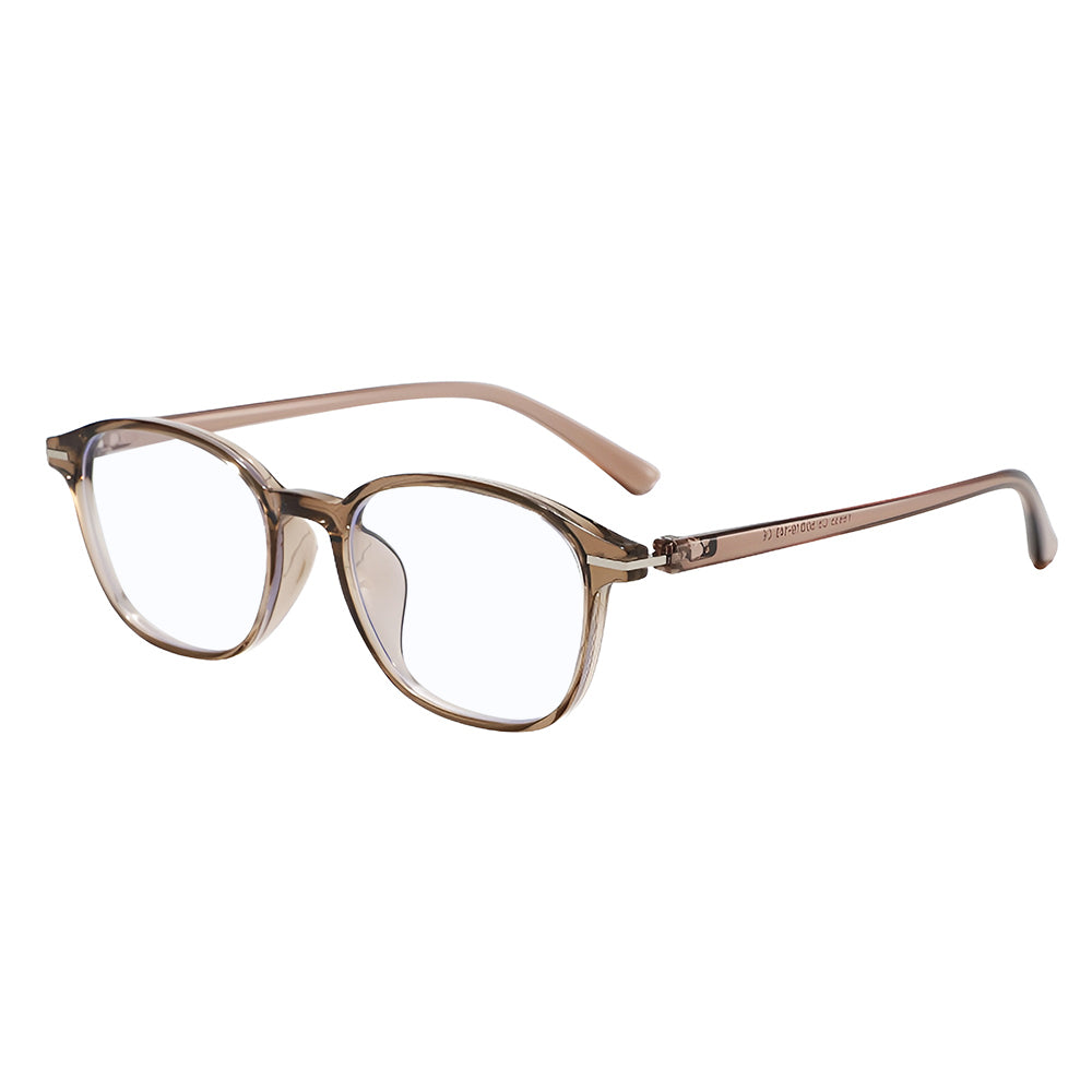 Techsuit - Anti-Blue Light Glasses Reflex PC (6635) - Unisex, Round, TR90 Frame, AC Lens - Light Brown