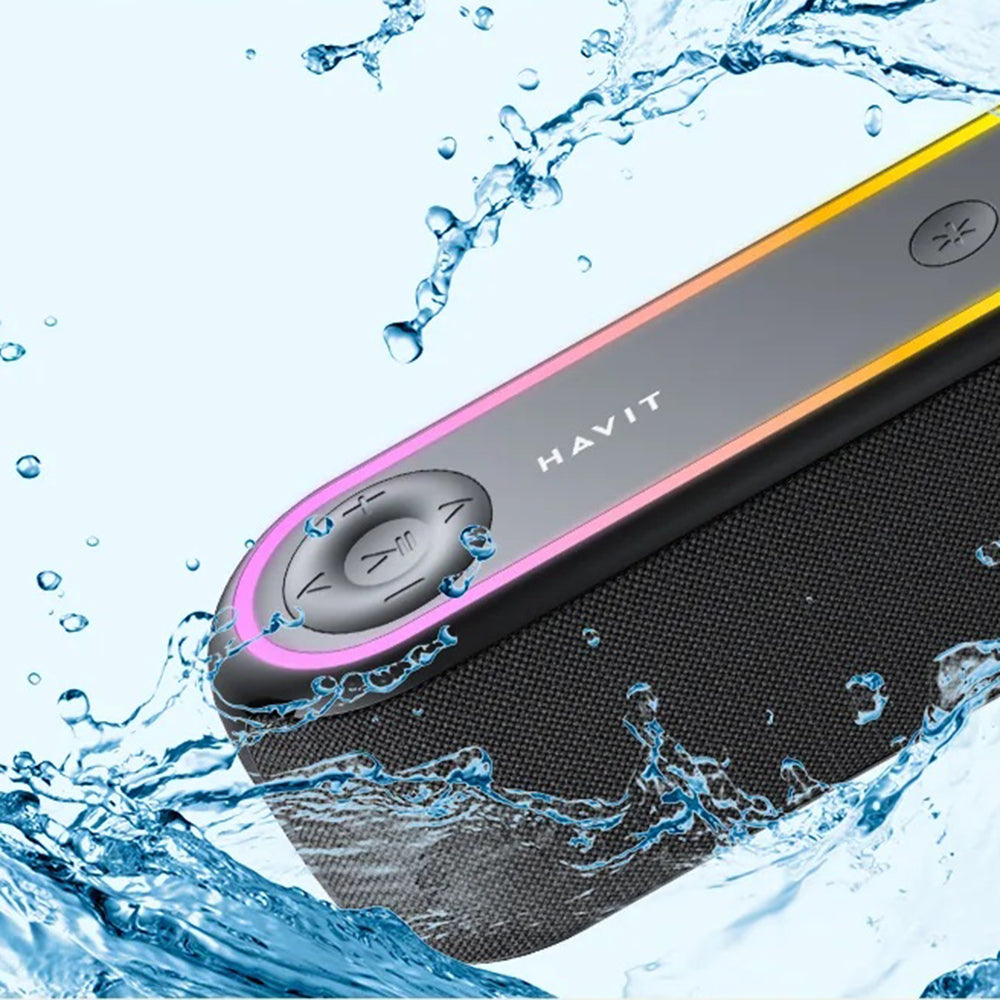 Havit - Wireless Speaker (SK810BT) - USB-C, Bluetooth 5.3, TWS, TF, USB, FM, AUX, Hands-Free Call, RGB, IPX5, 2400mAh - 
