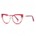 Techsuit - Anti-Blue Light Glasses Reflex PC (2259) - for Women, Oversized, TR90&Metal Frame, AC Lens - Transparent/Red