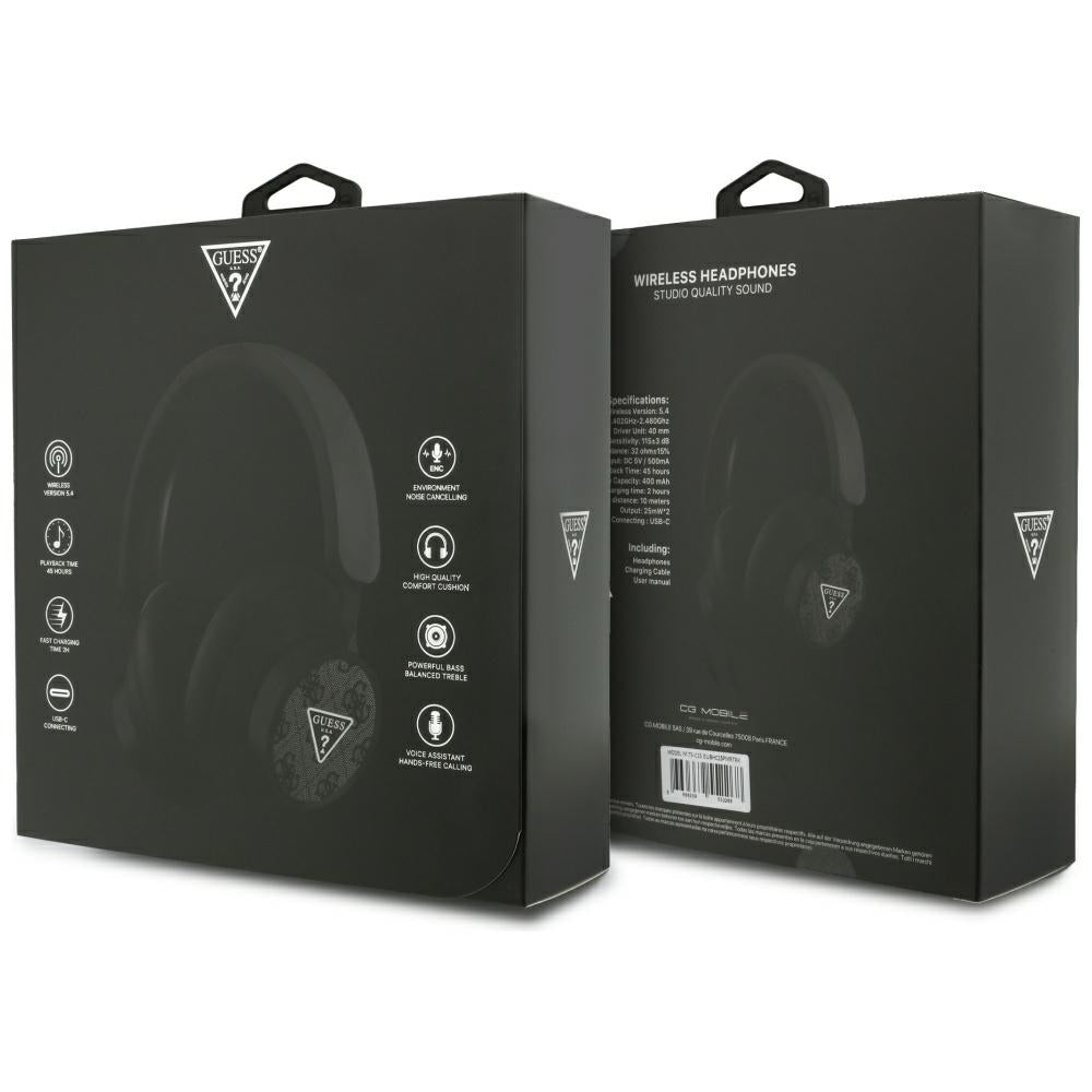 Guess - Wireless Headphones 4G Triangle Logo (GUBHC15PMRTRK) - Bluetooth V5.4, IPX4, ENC Technology, Over-ear - Black