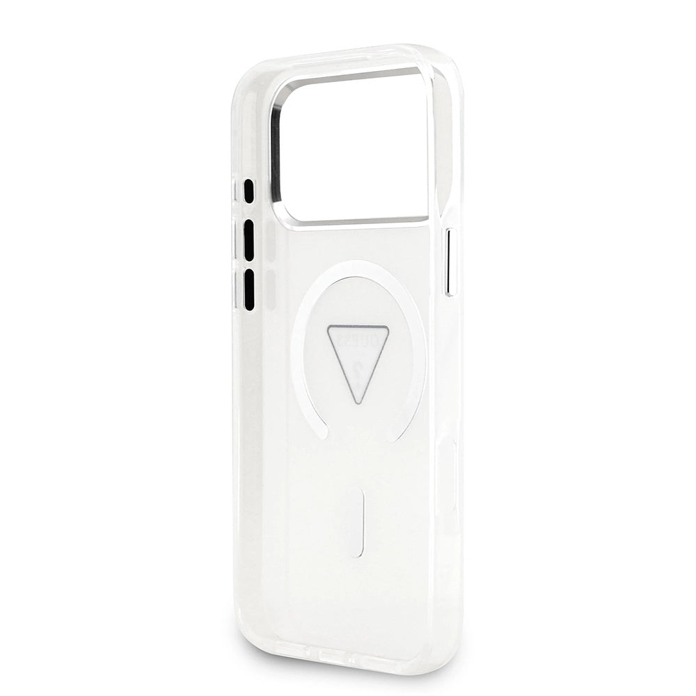 Husa pentru iPhone 17 Pro Max - Guess IML Gradient Triangle Logo MagSafe (GUHMP17XHGTMLCGT) - Clear