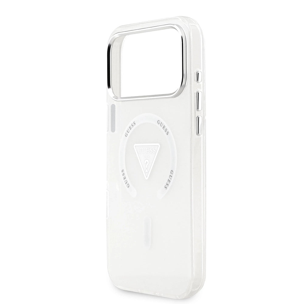 Husa pentru iPhone 17 Pro Max - Guess IML Gradient Triangle Logo MagSafe (GUHMP17XHGTMLCGT) - Clear